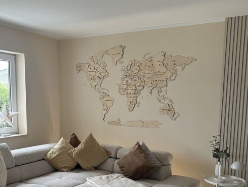 Drewniana Mapa Świata 3D 'Natural Wood' photo review