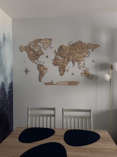 Drewniana Mapa Świata 3D 'Natural Wood' photo review